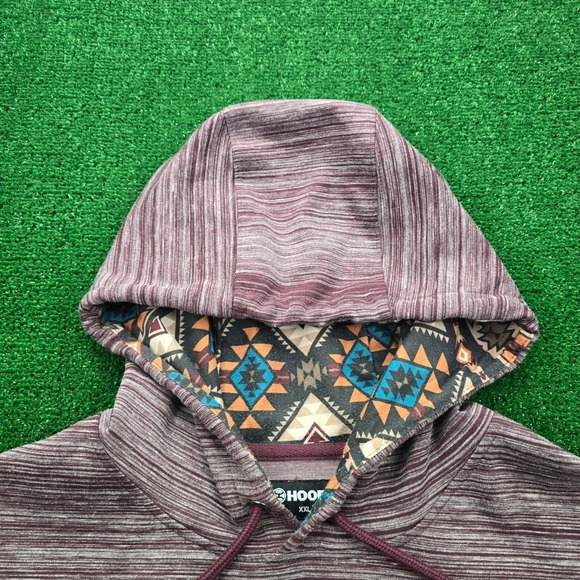 Hooey Lock Up Hoodie Sweatshirt Mens 2XL Burgundy Striped Pullover Aztec Hood - Picture 2 of 11